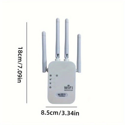 Ultra-Powerful 6x WiFi Range Extender - 1200Mbps Dual Band, Covers 9000 Sq Ft, Supports 35 Devices, 1-Tap Setup, 4 Antenna 360° Coverage, Ethernet Port