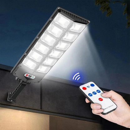 100000LM Solar Street Light - High-Power 6500K LED, Dusk to Dawn, Wide Angle Motion Sensor, Remote Control - Perfect for Commercial Yard Lighting & Outdoor Security