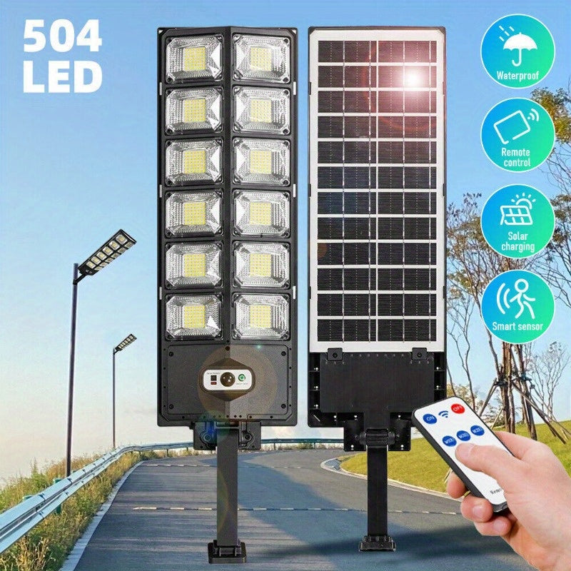 100000LM Solar Street Light - High-Power 6500K LED, Dusk to Dawn, Wide Angle Motion Sensor, Remote Control - Perfect for Commercial Yard Lighting & Outdoor Security