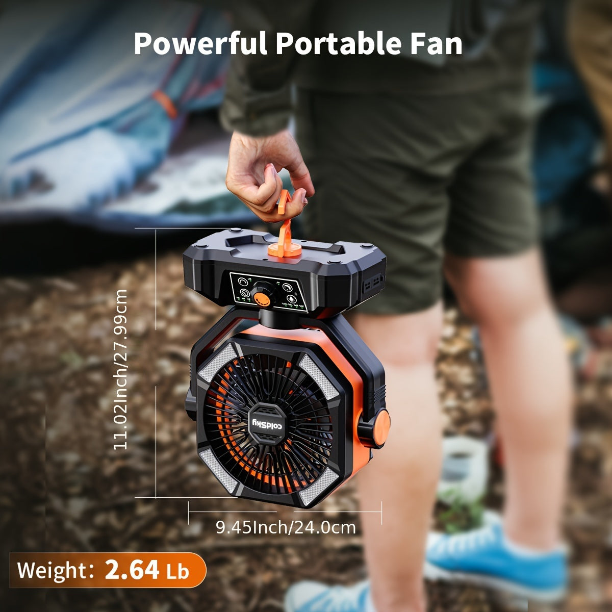 20000mAh Dual Power Pro Fan - Dual Motor, 4-LED Lantern, Remote, 8 Speeds - Portable Tent Fan for Camping, Outages, & Construction - High-Capacity, Rechargeable, & Versatile