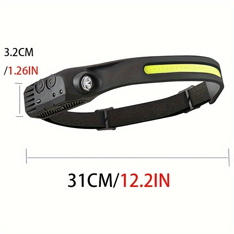 3PCs COB&LED Headlamp, Multi-mode Induction Headlight, Outdoor Motion Sensor Headlamp, Rechargeable for Running Camping Hiking Etc