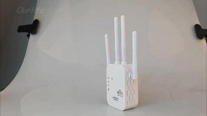 Ultra-Powerful 6x WiFi Range Extender - 1200Mbps Dual Band, Covers 9000 Sq Ft, Supports 35 Devices, 1-Tap Setup, 4 Antenna 360° Coverage, Ethernet Port