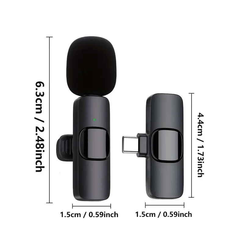 2-Pack Type-C Mini Wireless Lavalier Microphone For IPhone And Android Devices Canceling Lavalier Microphone For Recording Video Recording, Interviews, Vlogs