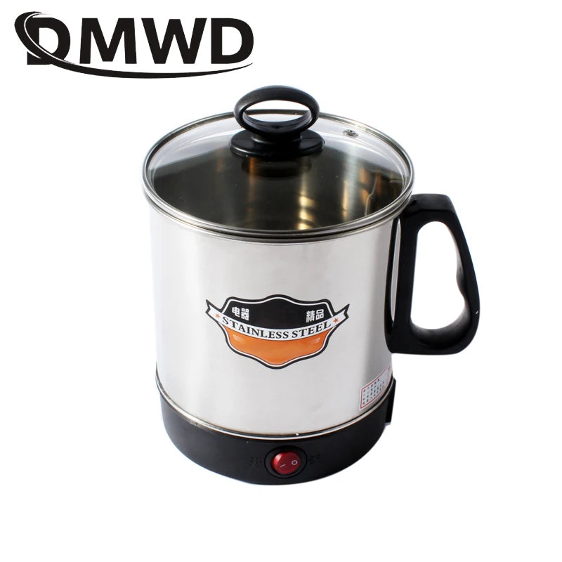 Stainlesss Steel Electric Kettle Water Heating Boiler Tea Pot Cup Portable Travel Mini Hotpot Heater Food Cooking Noodle Cooker