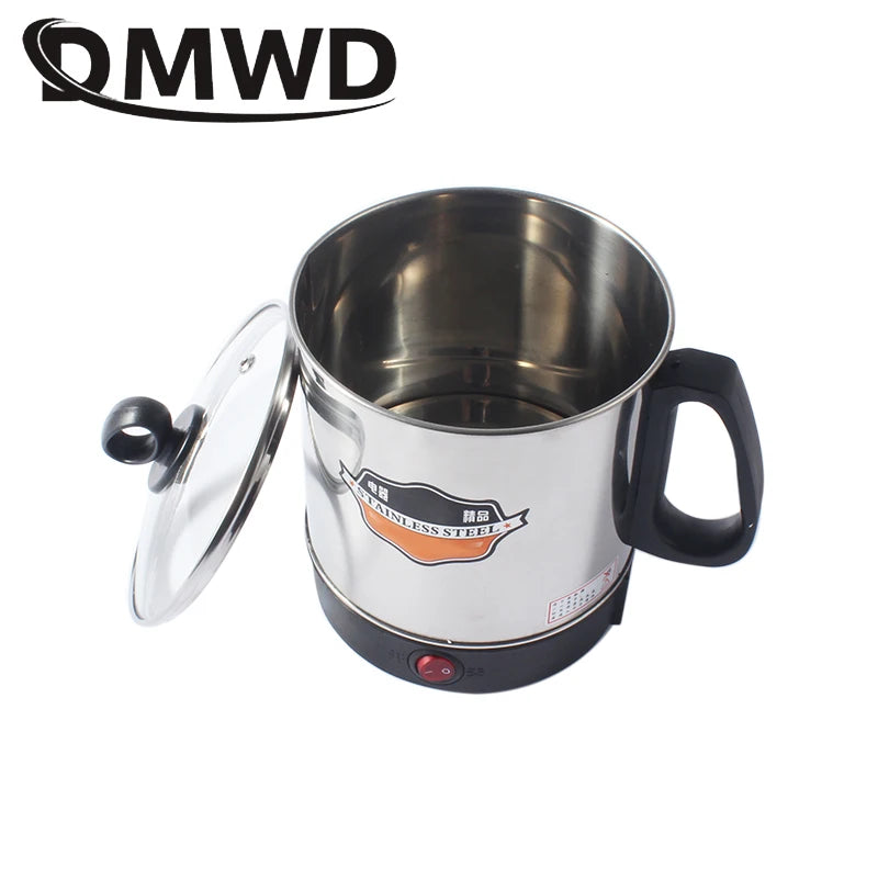 Stainlesss Steel Electric Kettle Water Heating Boiler Tea Pot Cup Portable Travel Mini Hotpot Heater Food Cooking Noodle Cooker