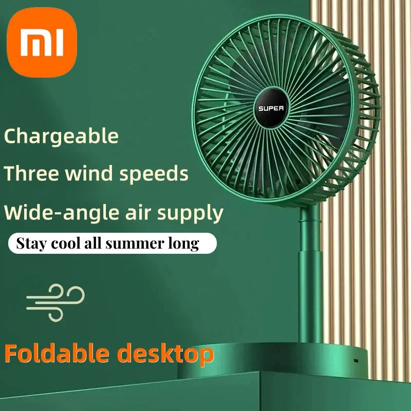 Xiaomi Mijia Adjustable Folding Fan Small Cooling Handy Desk Low Noise Home Charging USB High Duration Standby Mini Electric Fan