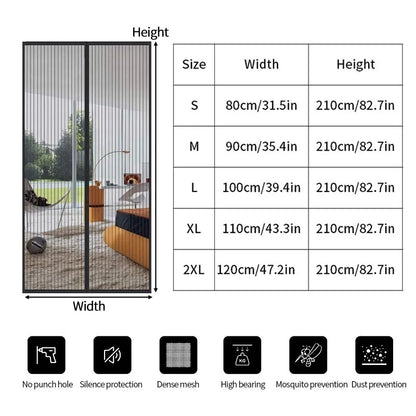 2024 New Magnetic Screen Door Curtain Anti-Mosquito Net Fly Insect Screen Mesh Automatic Closing 5 Size Easy Installation 1PC