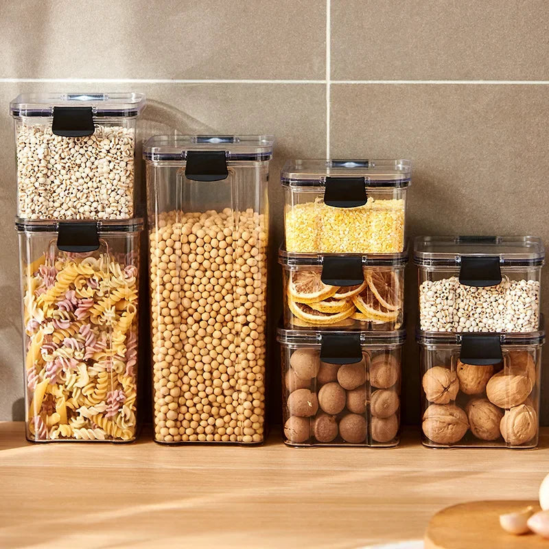 Storage Box Sealed Jar Kitchen Grain Storage Organizer Large Tank Plastic Household Seasoning Jars Kitchen Acceesories Organizer