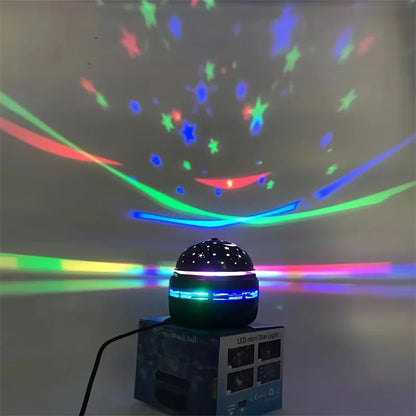 1PC Star Projector Lamp Usb Powered Colorful Rotating Magical Ball Light Car Atmosphere Lamp KTV Bar Disco DJ Party Stage Light