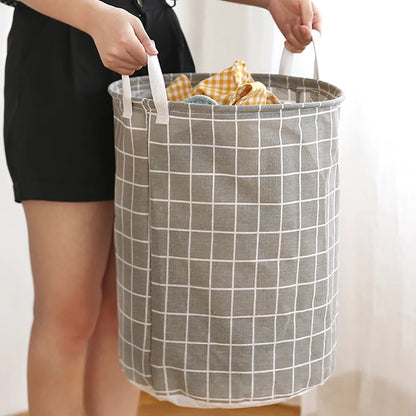 1pc Round Dirty Clothes Basket  Large Laundry Basket Portable Dirty Home Clothes Hamper Waterproof Bucket Clothes Storage Basket