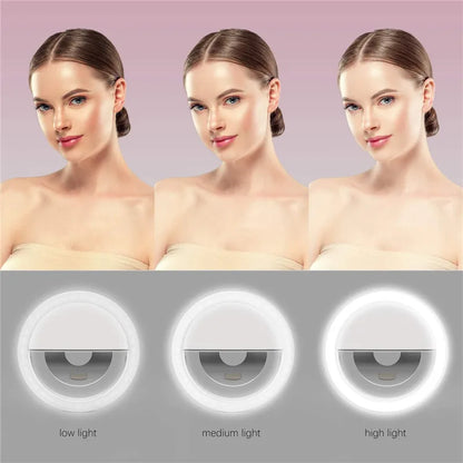 2024 USB Charge Led Selfie Ring Light Mobile Phone Lens LED Selfie Lamp Portable Mobile Phone Luminous Ring Clip LED Ring Light