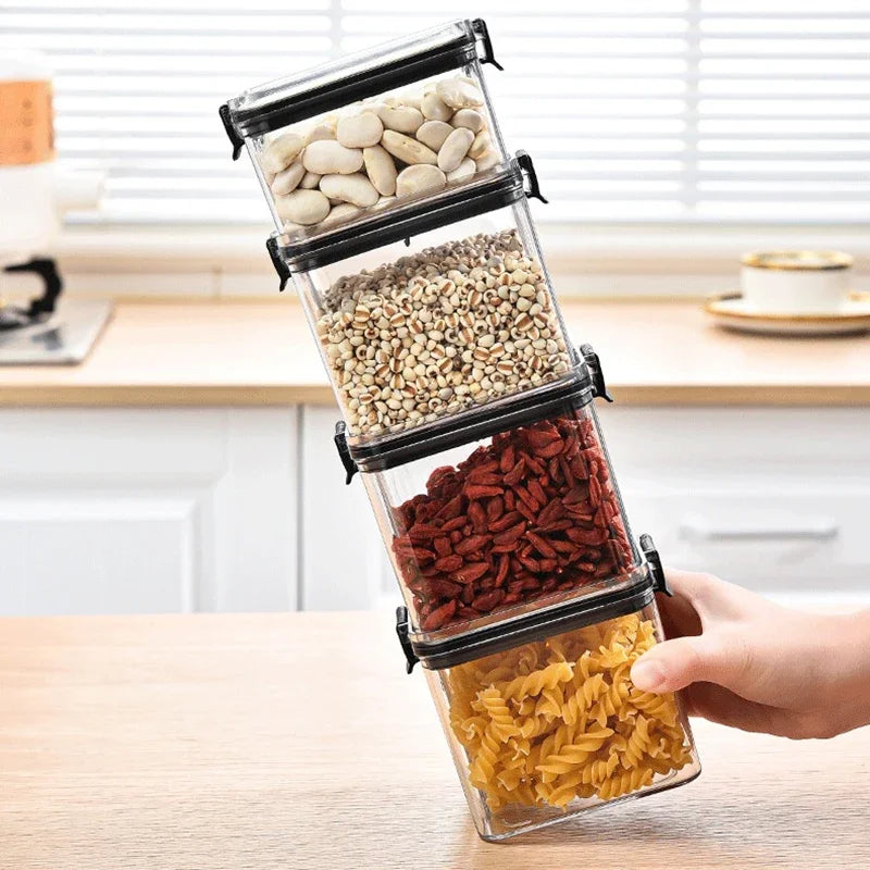 Storage Box Sealed Jar Kitchen Grain Storage Organizer Large Tank Plastic Household Seasoning Jars Kitchen Acceesories Organizer