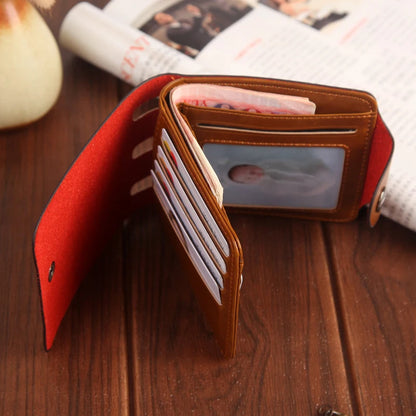 Thin Leather Men`s Wallet Large Capacity Card Holder Snap Wallet Coin Purse Western Denim Hollow Out Personality Design