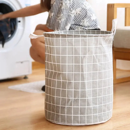 1pc Round Dirty Clothes Basket  Large Laundry Basket Portable Dirty Home Clothes Hamper Waterproof Bucket Clothes Storage Basket