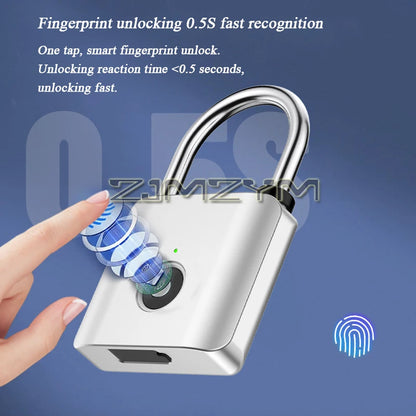 Waterproof Smart Fingerprint Padlock Outdoor Anti-theft Electronic Lock with 20 Fingerprints for Warehouse/Gate/Logistics Truck