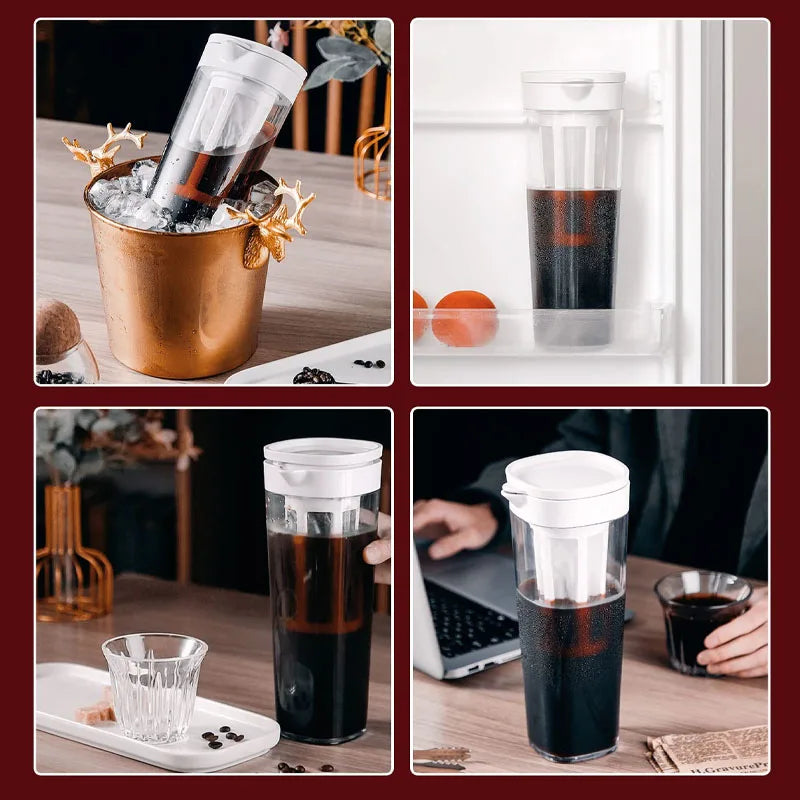 1.1L Cold Brew Machine Coffee Pot Juice Kettle Summer Water Pitcher Making Iced Coffee Lemonade Fruit Tea for Refrigerator