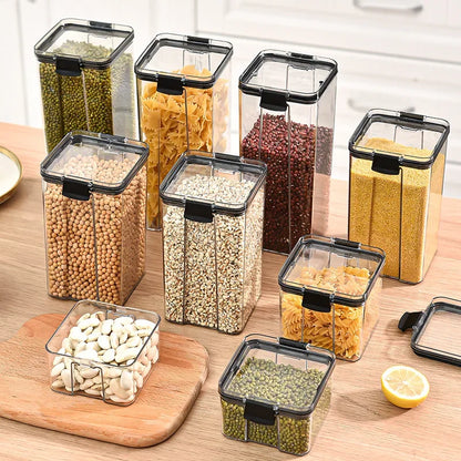 Storage Box Sealed Jar Kitchen Grain Storage Organizer Large Tank Plastic Household Seasoning Jars Kitchen Acceesories Organizer