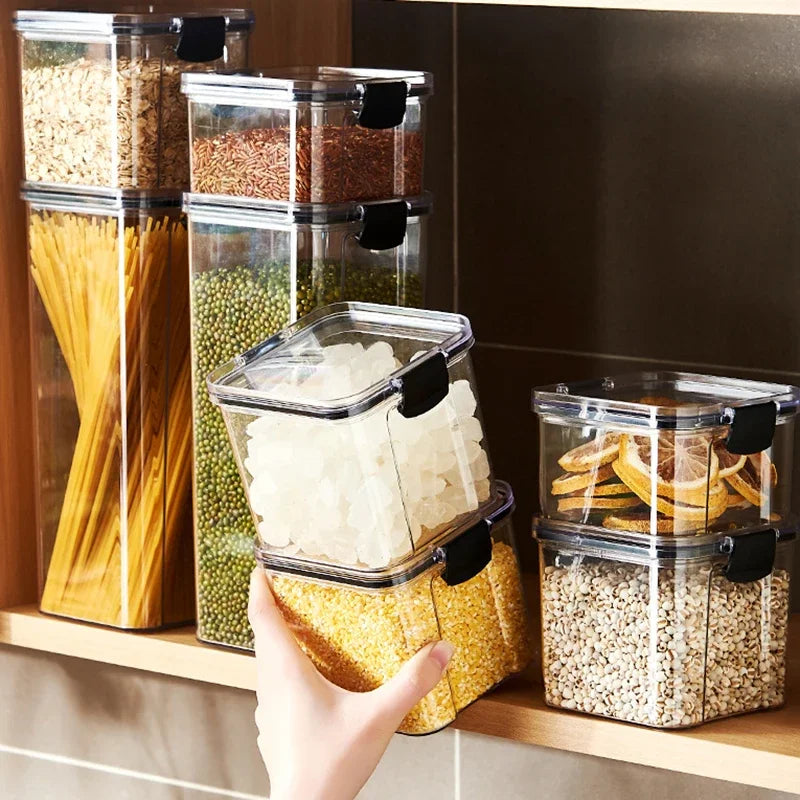 Storage Box Sealed Jar Kitchen Grain Storage Organizer Large Tank Plastic Household Seasoning Jars Kitchen Acceesories Organizer