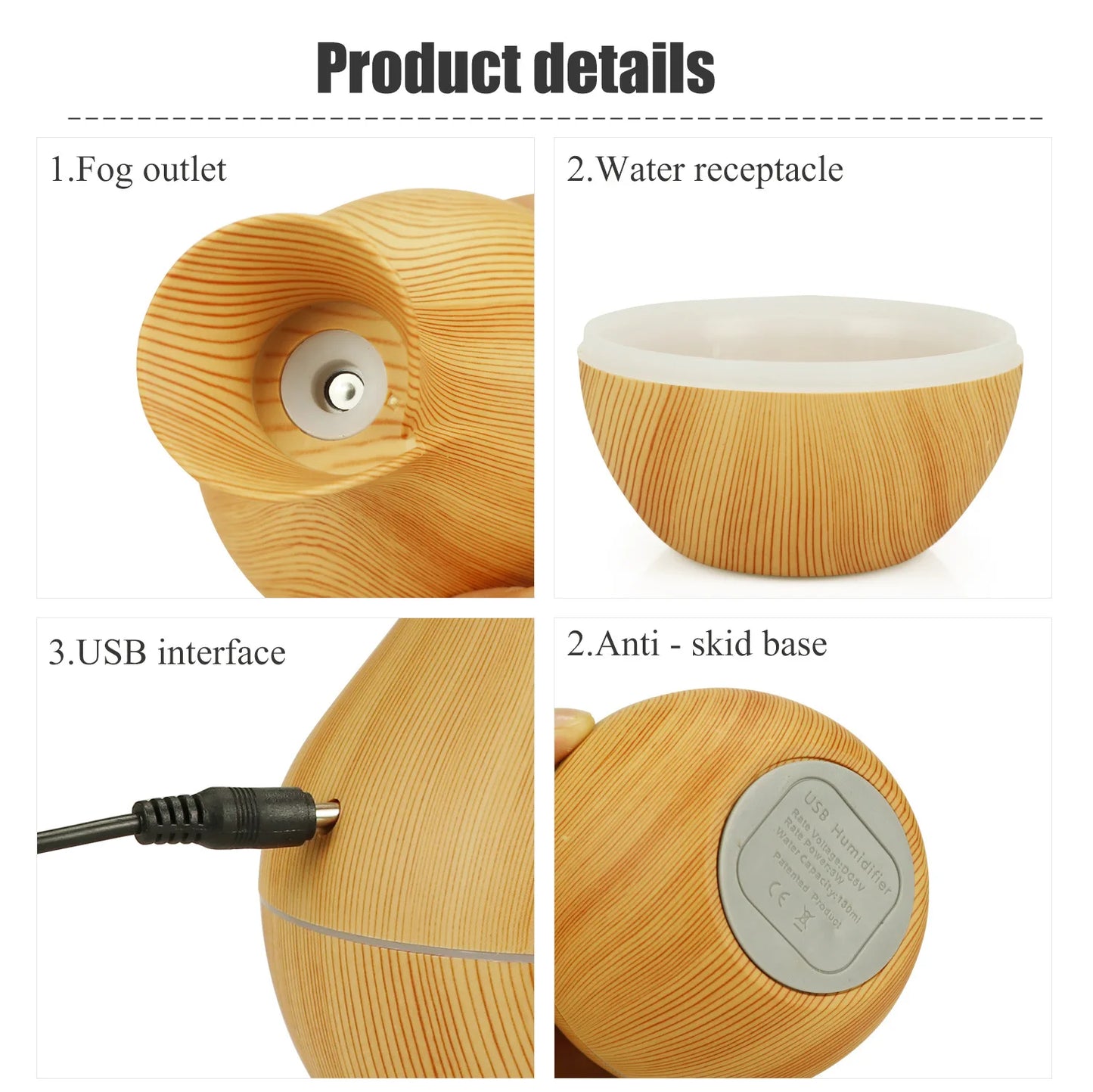 200ml Air Humidifier Essential Oil Diffuser USB Mist Maker Mini Humidificador with Colorful Light for home office car