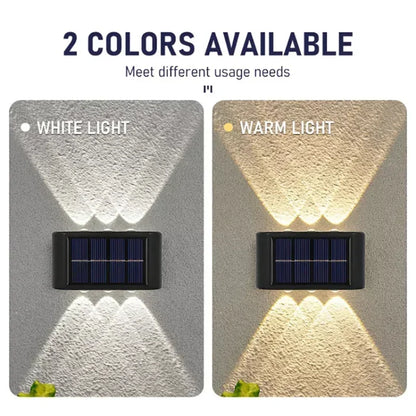 10/8/6/4LED Solar Wall Lamp Outdoor Waterproof Up and Down Luminous Lighting for Garden Fence Decoration Sunlight Light