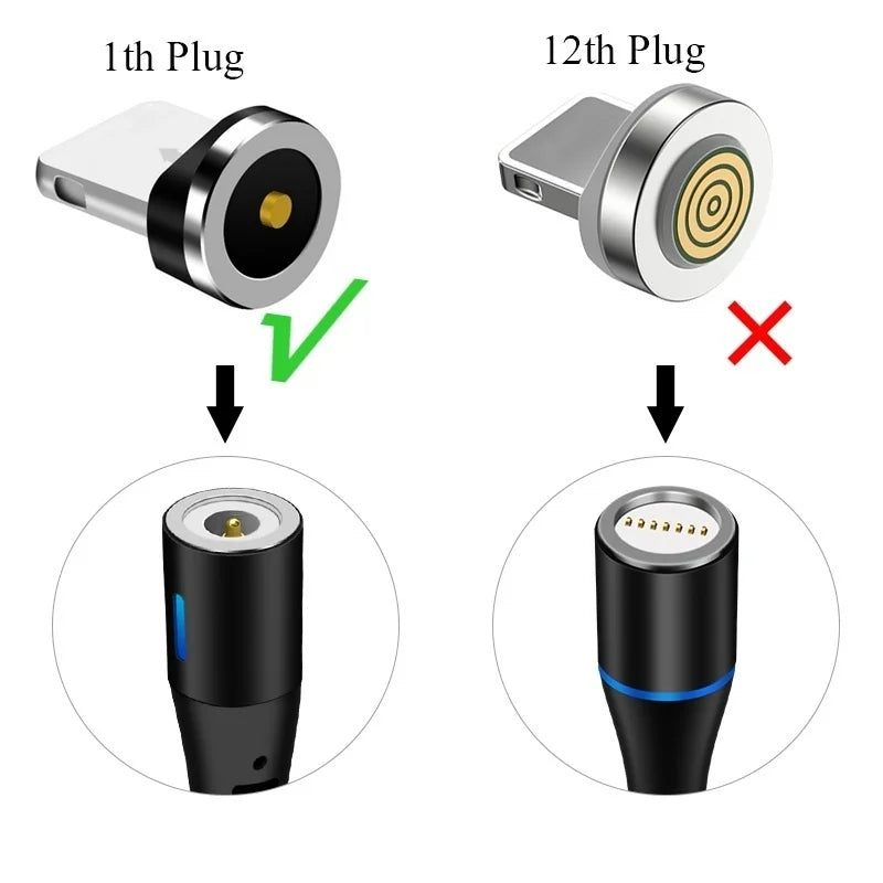 3Pcs 5Pcs Round Magnetic Cable plug 8 Pin Type C Micro USB C Plugs Fast Charging Phone Magnet Charger Plug For iPhone Samsung