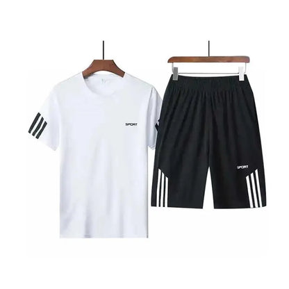 Summer Breathable Sports Suit Men's Short-Sleeved Shorts Loose Quick Drying T-Shirt Short Quarter Pants Casual Running Suit