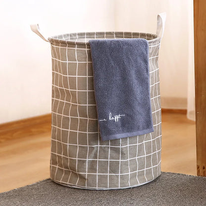 1pc Round Dirty Clothes Basket  Large Laundry Basket Portable Dirty Home Clothes Hamper Waterproof Bucket Clothes Storage Basket