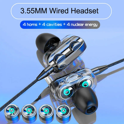 Wired Headset Earphones 3.5mm HiFi Stereo Noise Reduction Earbuds Sports Headphones with Mic for iPhone Xiaomi Huawei Samsung