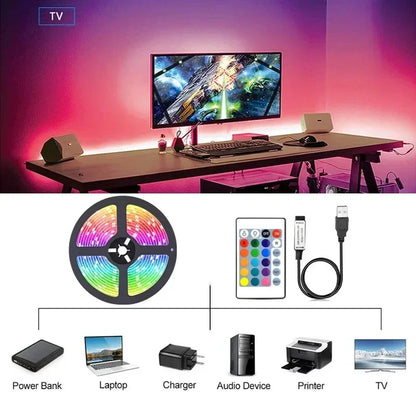 USB LED Strip Lights APP Control Color Changing 5050 RGB Led Light Flexible Lamp Tape for Room Decoration TV Backlight Diode