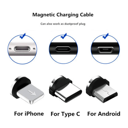 3Pcs 5Pcs Round Magnetic Cable plug 8 Pin Type C Micro USB C Plugs Fast Charging Phone Magnet Charger Plug For iPhone Samsung