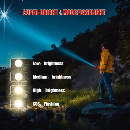 2000mAh high capacity rechargeable radio solar rechargeable emergency light outdoor camping flashlight waterproof portable light