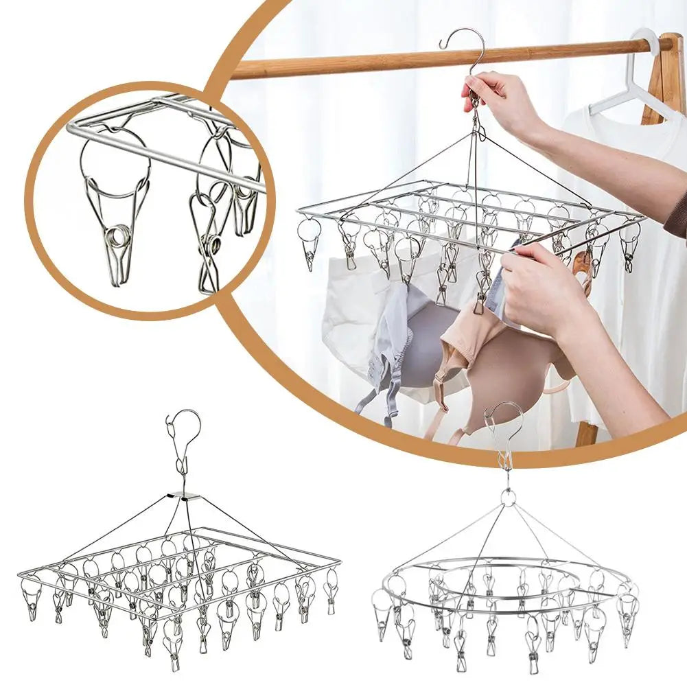 Stainless Steel Windproof Clothespin Laundry Hanger Rack Peg Towel Drying Sock Clothes Airer Hook Dryer Clothesline Bra Q6P9