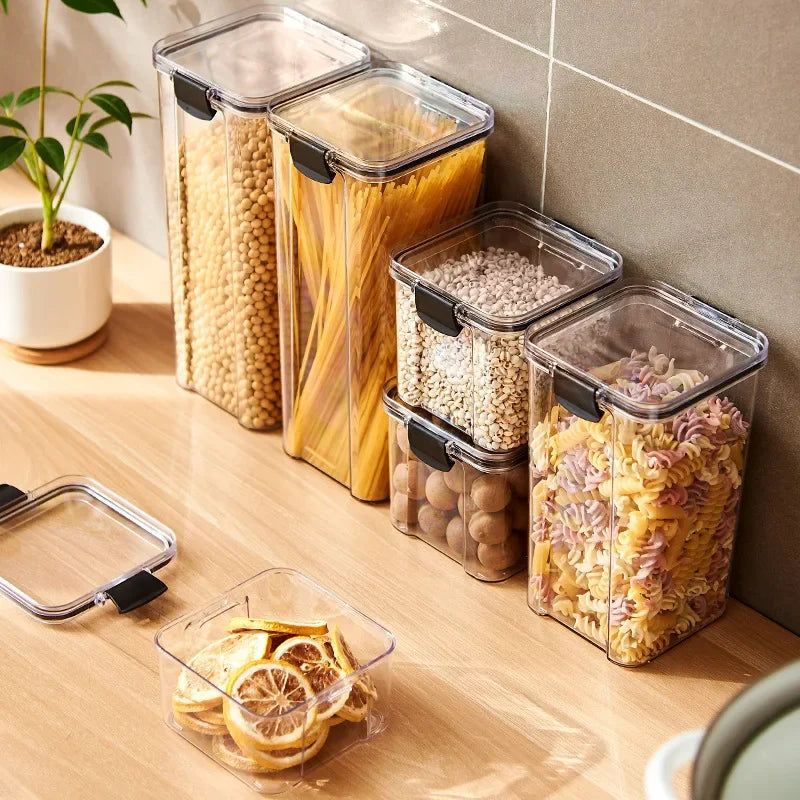 Storage Box Sealed Jar Kitchen Grain Storage Organizer Large Tank Plastic Household Seasoning Jars Kitchen Acceesories Organizer