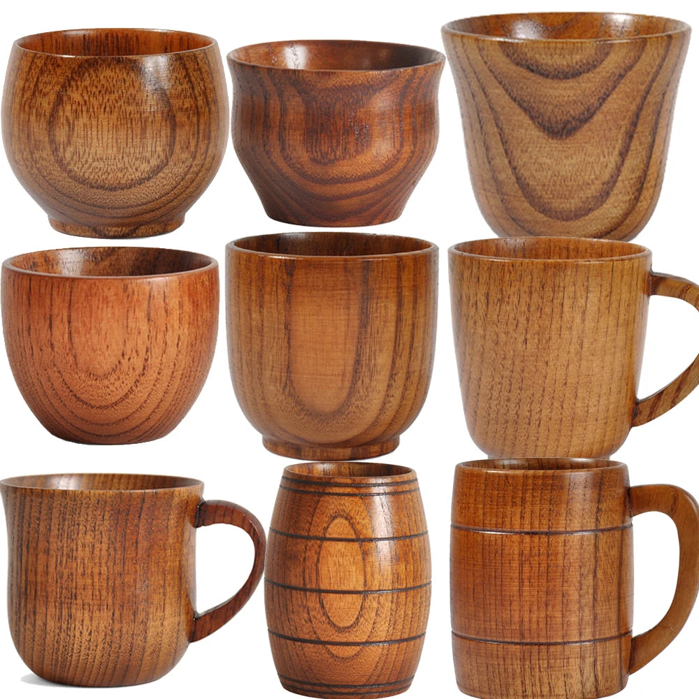 Wooden Big Belly Cups Handmade Natural Spruce Wood Cups Beer Tea Coffee Milk Water Cup Kitchen Bar Drinkware for Kitchen