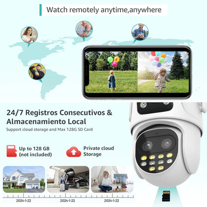 Wifi Surveillance Camera Outdoor PTZ 9MP Three lens 8X Digital Zoom AI Auto Tracking Humanoid Detection 4MP Security Camera