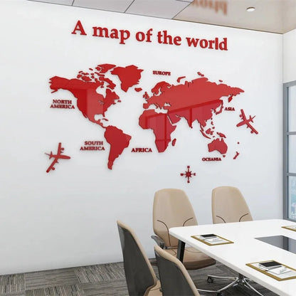 World Map Wall 3D Acrylic Wall Stickers Three-dimensional Mirror Stickers Bedroom Office Background Wall Decoration Stickers