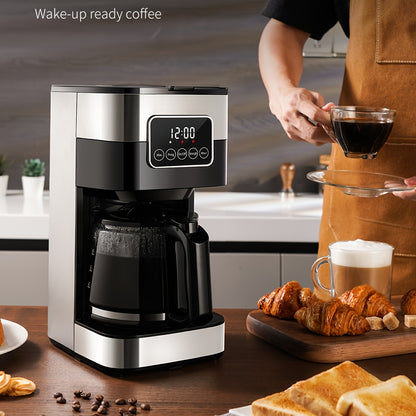 10-Cup Stainless Steel Programmable Drip Coffee Maker - Touch-Screen Control, Pause & Serve Function, Black Finish, Compact Design for Space-Saving, Easy Cleaning and Maintenance