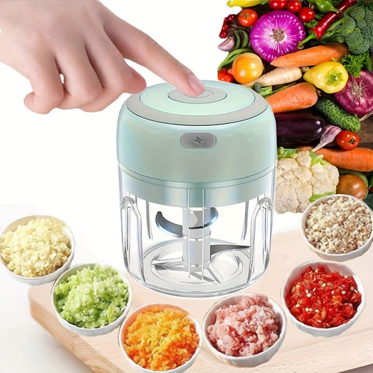 1pc 250ml USB Rechargeable Mini Garlic Mincer - Automatic Kitchen Cooking Machine for Multi Scene Use with Various Colors